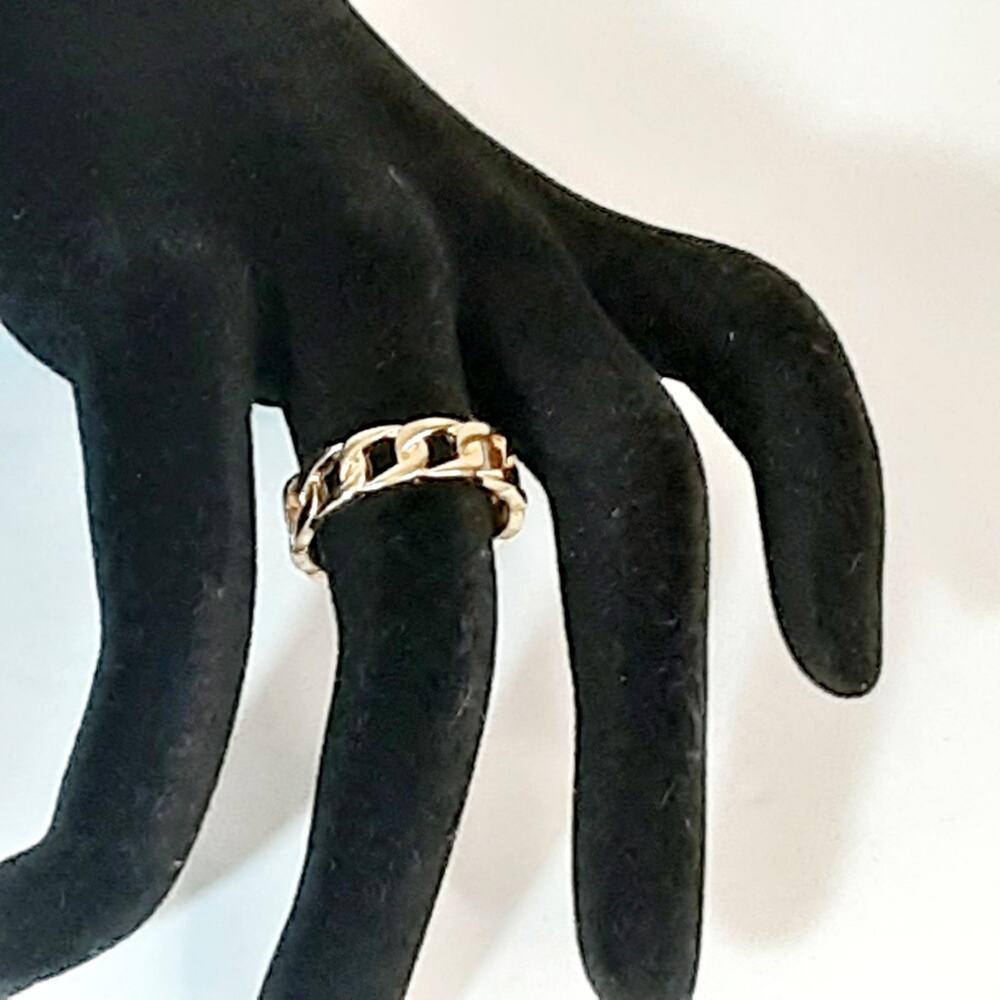 Unisex Gold Tone Cuban Link Band Ring Size 7 Stackable